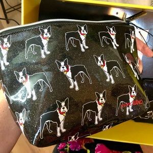 NWT Boston Bulldog Cosmetic Bag and Luggage Tag Set